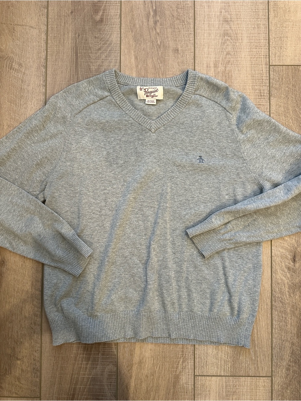Original Penguin Heather Gray V-Neck Sweater